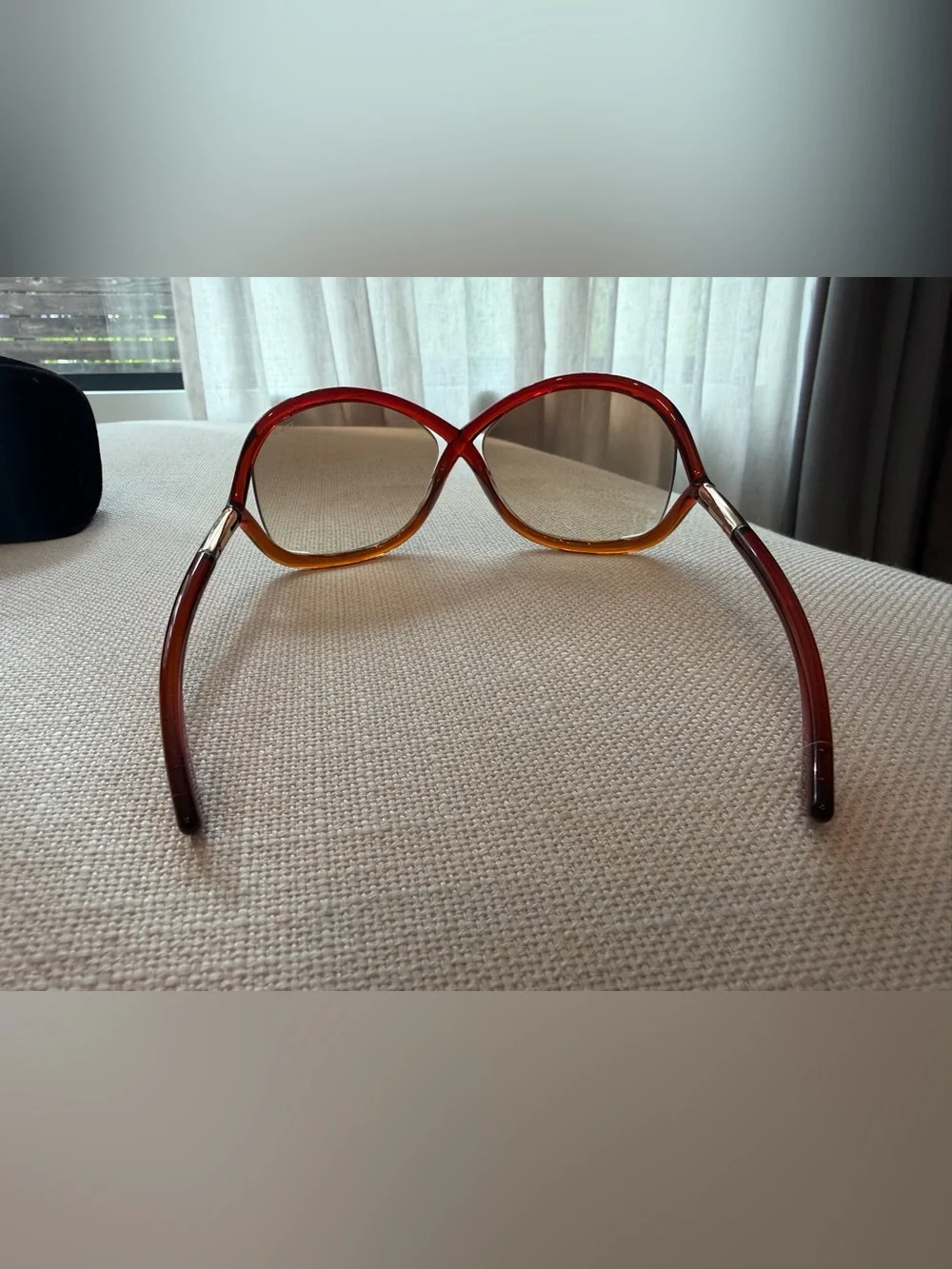 Tom Ford Red and Brown Gradient Round Women's Sunglasses